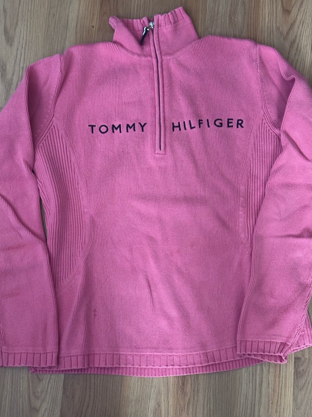 Tommy Hilfiger Bright Pink Half-Zip Knit Pullover